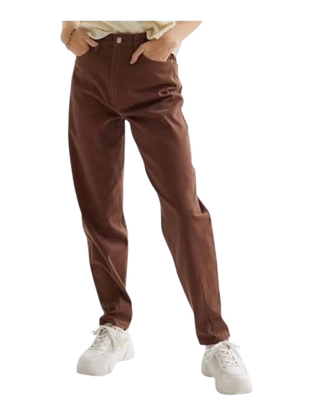 H&M brown chocolate 🍫 high-waisted mom jeans, size 0/32